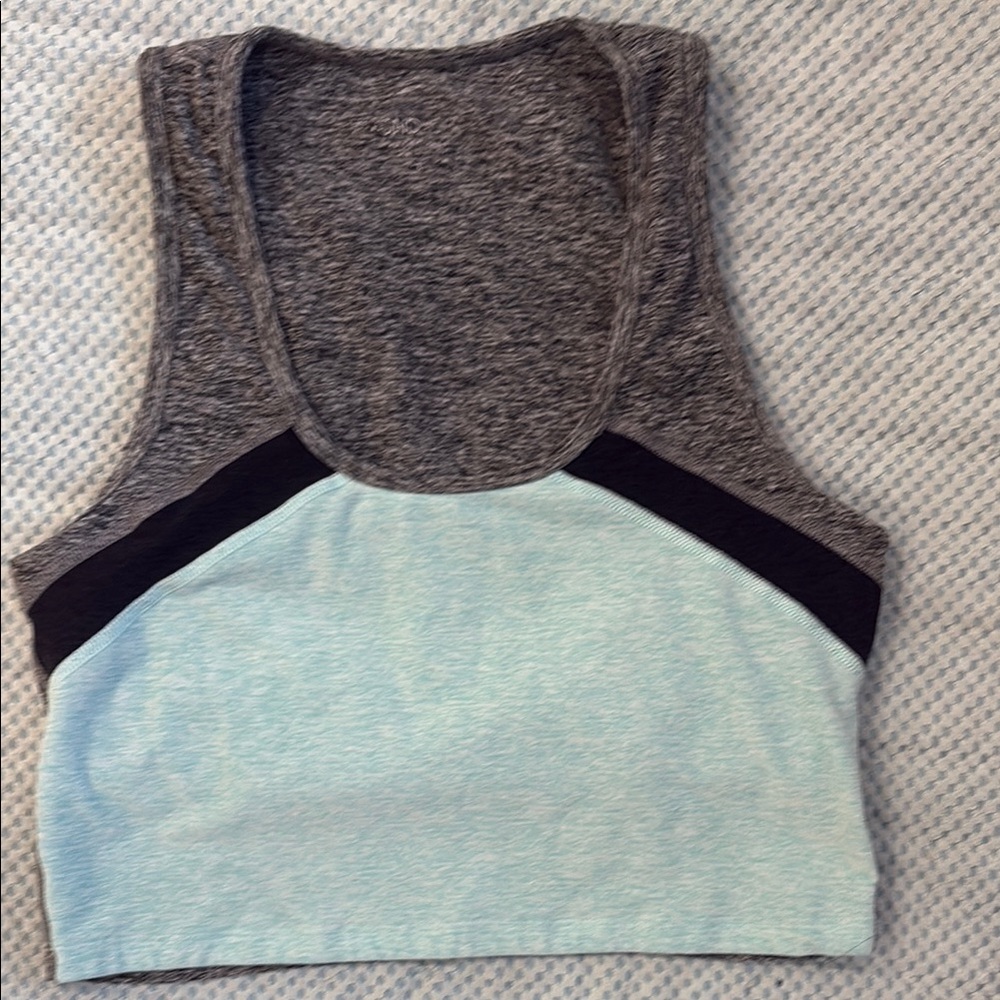 Beyond Yoga Spacedye Gray and Light Blue Crop Top Sports Bra Size L